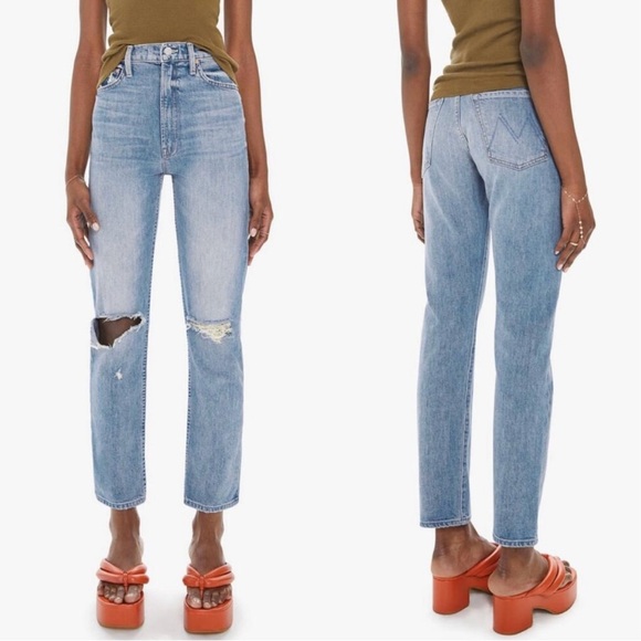 MOTHER Denim - Mother Superior High Waisted Rider Flood Distressed Jeans Wild and Wicked 26
